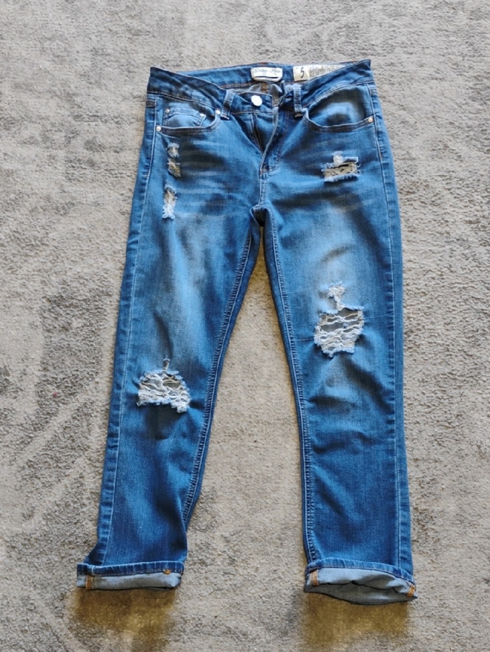 Distressed Women's Blue Jeans